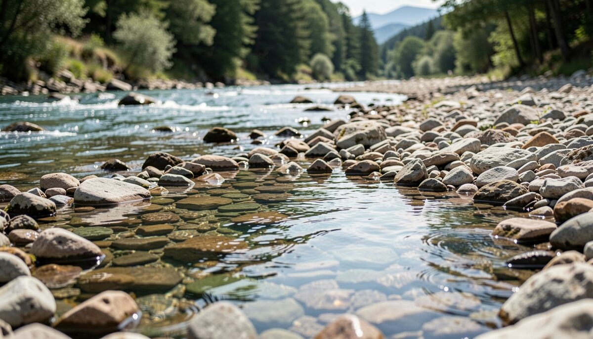 Rivière cévenole avec galets et vasque naturelle, sans personne ni texte